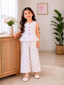 Superminis - Girls White Cotton Co-Ord Set
