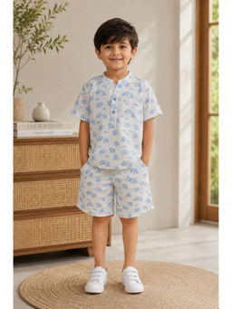 Superminis - Boys Cotton Printed White Co-Ord Set