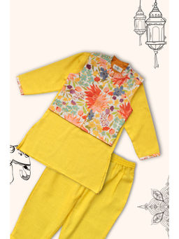 Peekaaboo Kids - Boys Yellow Pathan Kurta with Pant & Jacket