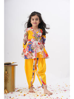 Peekaaboo Kids - Girls Yellow Radhe Top and Dhoti