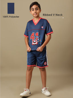 Kidsville - Official Captain America Boys Navy Blue Graphic Co-Ord Set