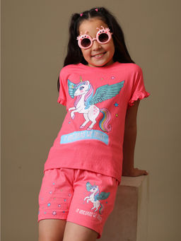 Kidsville - UNICORNS WE TRUST Girls Pink Graphic Co-Ord Set