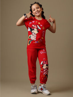 Kidsville - Official Disney Minnie Mouse Girls Red Graphic Co-Ord Set