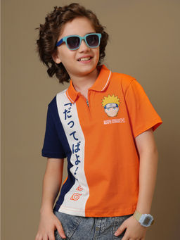 Kidsville - Official Naruto Boys Orange Polo T-Shirt