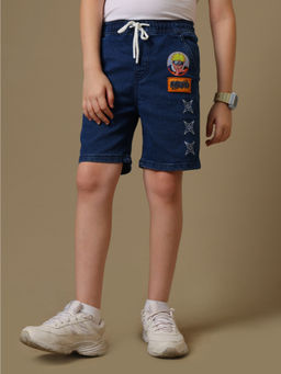 Kidsville - Official Naruto Embroidered Boys Blue Denim Shorts