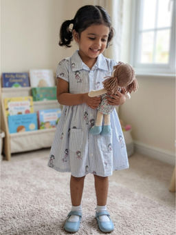 Nottie Planet - Pure Cotton Knit Half Sleeves Blue Dress