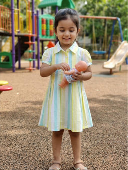 Nottie Planet - Pure Cotton Knit Half Sleeves Yellow Dress