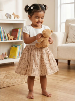 Nottie Planet - Pure Cotton Knit Half Sleeves Brown Dress