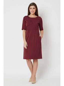 SALT Attire - Womens Maroon Striped Sheath Mini Dress