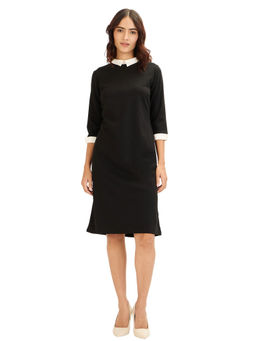 SALT Attire - Womens Black Shirt Style Knee Length Dress