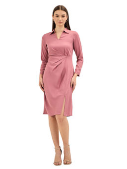 SALT Attire - Womens Pink Draped A-Line Knee Length Dress
