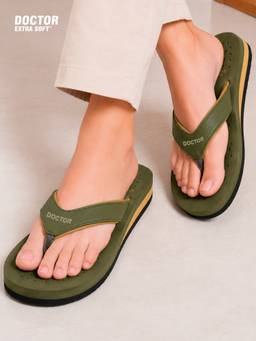 DOCTOR EXTRA SOFT - Women Olive Diabetic Orthopedic Comfort Flipflops