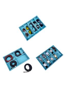 La Trove - SG Velvet Combo of 3 Watch, Belts, & Sunglasses Storage & Organizer Tray