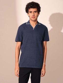 Selected - Blue Organic Cotton Polo T-Shirt