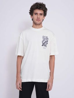 Selected - White Printed Organic Cotton T-Shirt