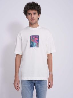 Selected - White Printed Organic Cotton T-Shirt