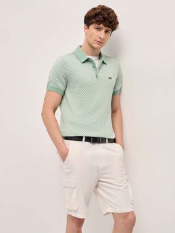 The Bear House - Men's Green Slim Fit Cotton Polo T-Shirt