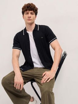 The Bear House - Men's Black Regular Cotton Shirt