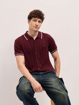 The Bear House - Men's Maroon Regular Cotton Shirt