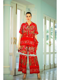 Autumnlane - Vanitha Crimson Printed Co-Ord (Set of 2)