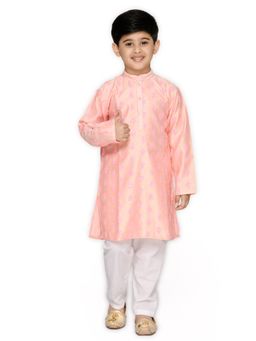 SAKA DESIGNS - Boys Pastel Pink Embroidered Cotton Kurta and Pyjama (Set of 2)