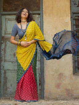Suta - Multicolour Bandhani Pure Cotton Saree without Blouse