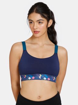 Zivame - Quick Dry Sports Bra With Removable Padding - Evening Blue