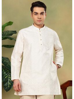 TATTVA - Men Cream Embroidered Kurta