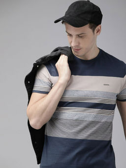 The Bear House - Mens Striped Crew Neck Tee- Blue