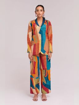 Odette - Multicolor Silk Blend Printed Stitched Co-Ord for Women (Set of 2)