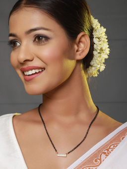 Aatmana - Black Gold-Plated AD-Studded & Beaded Mangalsutra