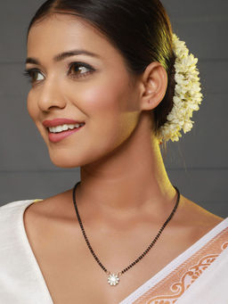 Aatmana - Black Gold-Plated AD-Studded & Beaded Mangalsutra