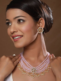 Aatmana - Pink & Gold Plated Kundan Choker Jewellery Set