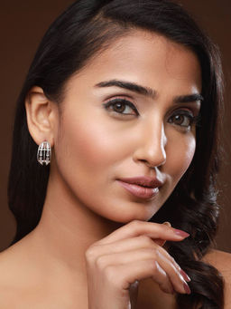 Aatmana - Silver-Plated CZ Studded Circular Half Hoop Earrings