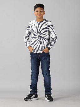 KiddoPanti - Boys Tie & Dye Full Sleeve T-shirt & Denim Jeans Set - Black