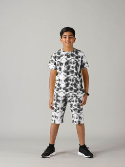 KiddoPanti - Boys Tie & Dye Printed Co-Ord Set- Black