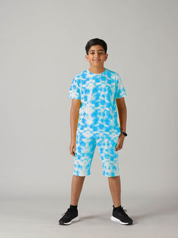 KiddoPanti - Boys Tie & Dye Print T-shirt & Shorts Set - Blue