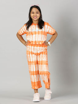 KiddoPanti - Girls Tie & Dye Co-Ord - Coral