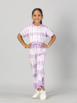 KiddoPanti - Girls Tie & Dye Co-Ord - Purple