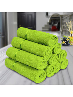 Story@Home - Green 100% Cotton Face Towels (Pack of 10) (S)