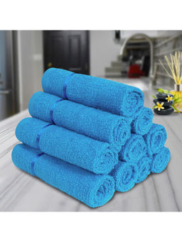 Story@Home - Blue 100% Cotton Face Towels (Pack of 10) (S)