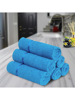 Story@Home - Blue 100% Cotton Face Towels (Pack of 6) (S)