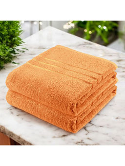 Story@Home - Orange 450 Gsm Hand Towels (Pack of 2) (M)