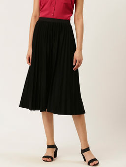 Twenty Dresses by Nykaa Fashion - Black Pleated Spring Travel Skirt