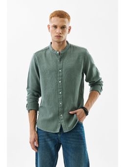 Snitch - Olive Woven Mandarin Shirt