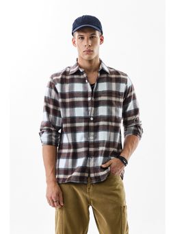 Snitch - Brown Plaid Box Fit Flannel Shirt