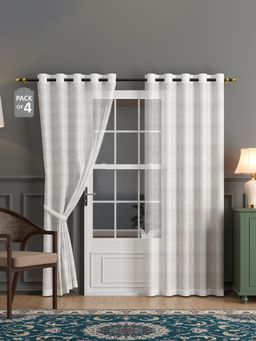 Kuber Industries - Polyester Linen Door Sheer Curtains 7 Feet | Plain - Off White (Pack of 4)