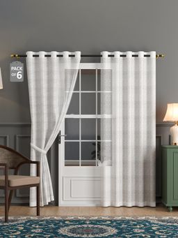 Kuber Industries - Polyester Linen Door Sheer Curtains 7 Feet | Plain - Off White (Pack of 6)