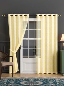 Kuber Industries - Polyester Linen Door Sheer Curtains 7 Feet | Plain - Cream (Pack of 2)