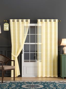 Kuber Industries - Polyester Linen Door Sheer Curtains 7 Feet | Plain - Cream (Pack of 4)